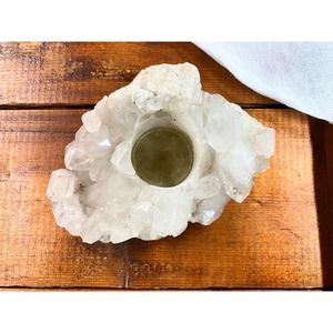 Quartz cluster tea light votive candle holder